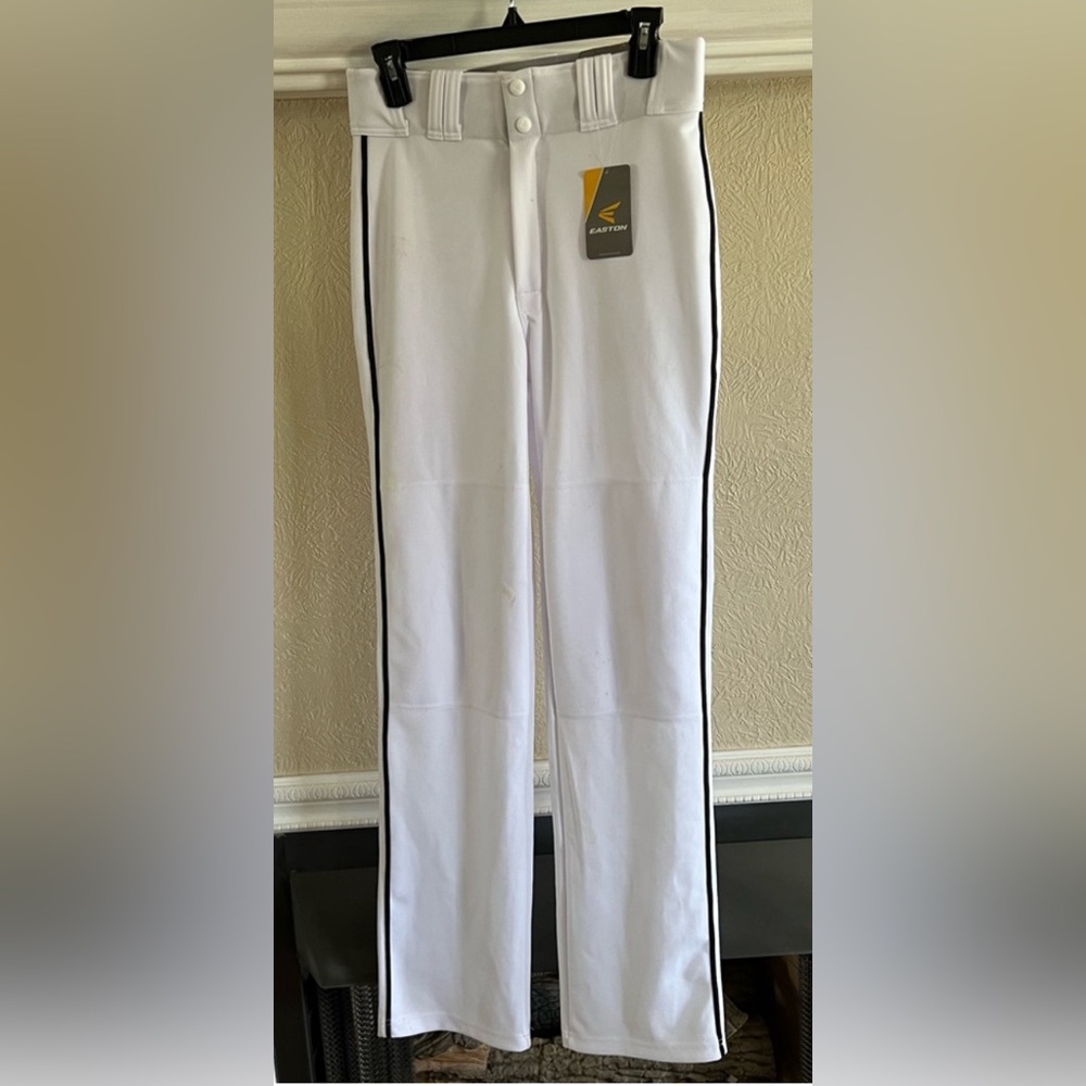 2 pair YL NWT Easton Rival baseball pants! White w/black piping & w/red piping.